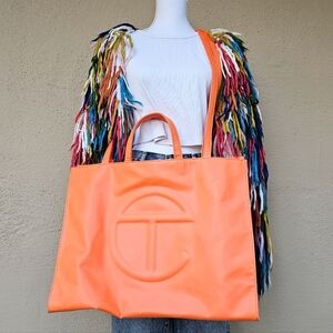 Telfar Large Orange Tote Bag W/ Crossbody Straps